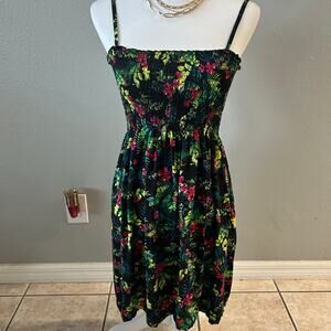 AMISU Floral Smocked Midi Dress Spaghetti Straps | EU 38 vacation resort coastal